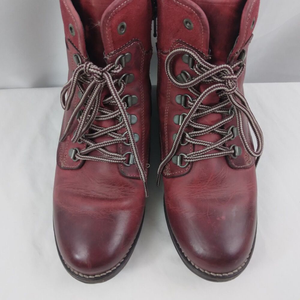 Taos Ringer Red Leather Lace Up Ankle Boots Boho Lagenlook Womens US 7-7.5 EU 38 - Picture 5 of 15